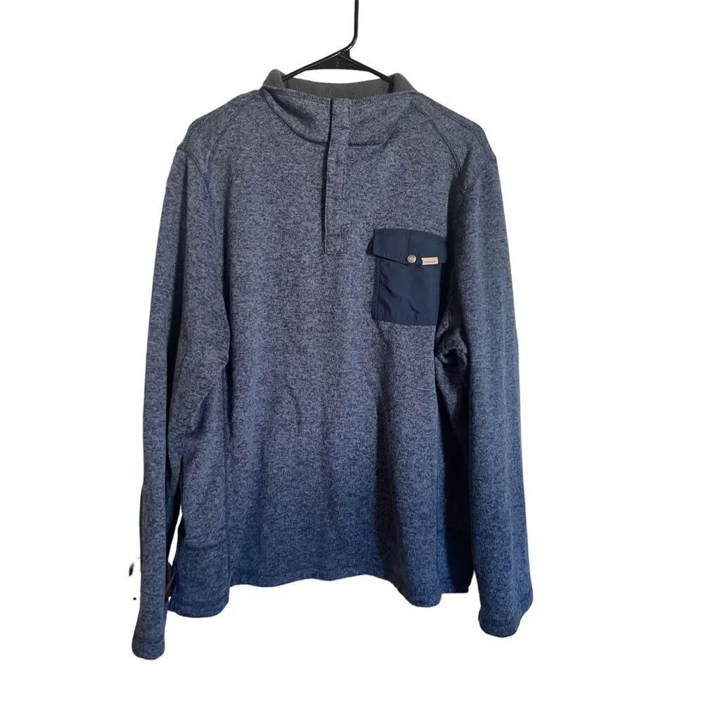 Woolrich Mens Blue Heather Long Sleeve Quarter Snap Drifter Pullover Sweater XL